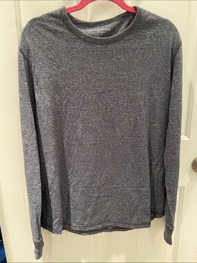 Lucky Brand Long Sleeve Tee in Heathered Navy with Pink Trim